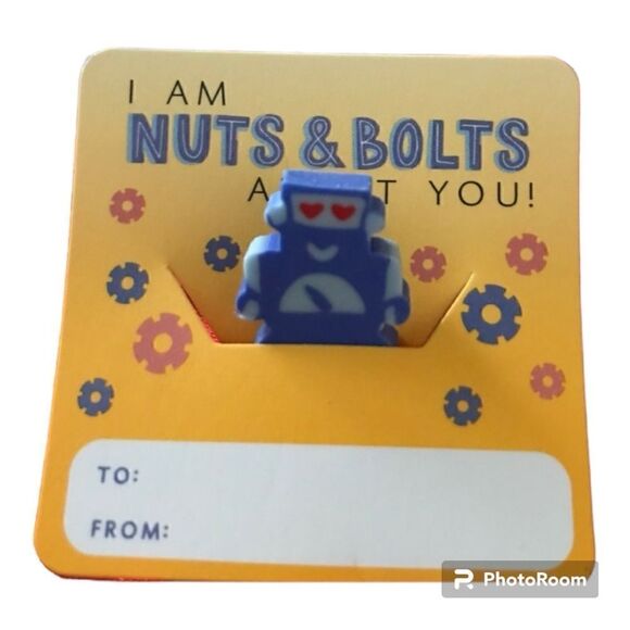 🌼🌼Valentine eraser & card kit Nuts and bolts NWT🌼🌼 - Picture 1 of 2